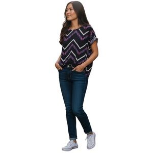 COPPER KEY Rayon V Neck Blouse with Cut Out size Large